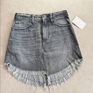 Free People Charcoal Frayed Mini Skirt
